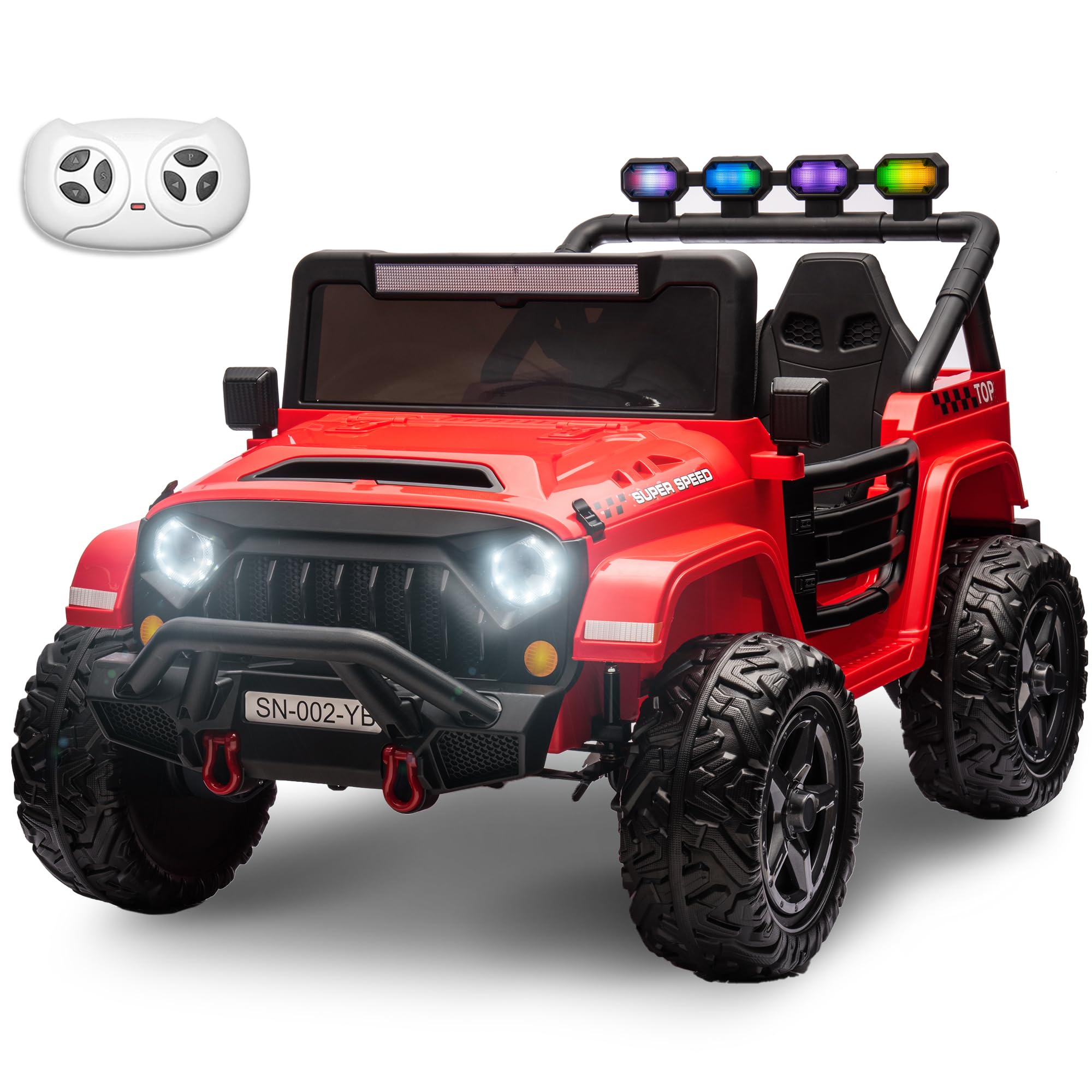 karbost 24V 2 Seater Ride On Truck with Remote Control 4WD Electric Car for Kids Ride On Car Battery Powered Ride On Toy Car with Music Player, LED