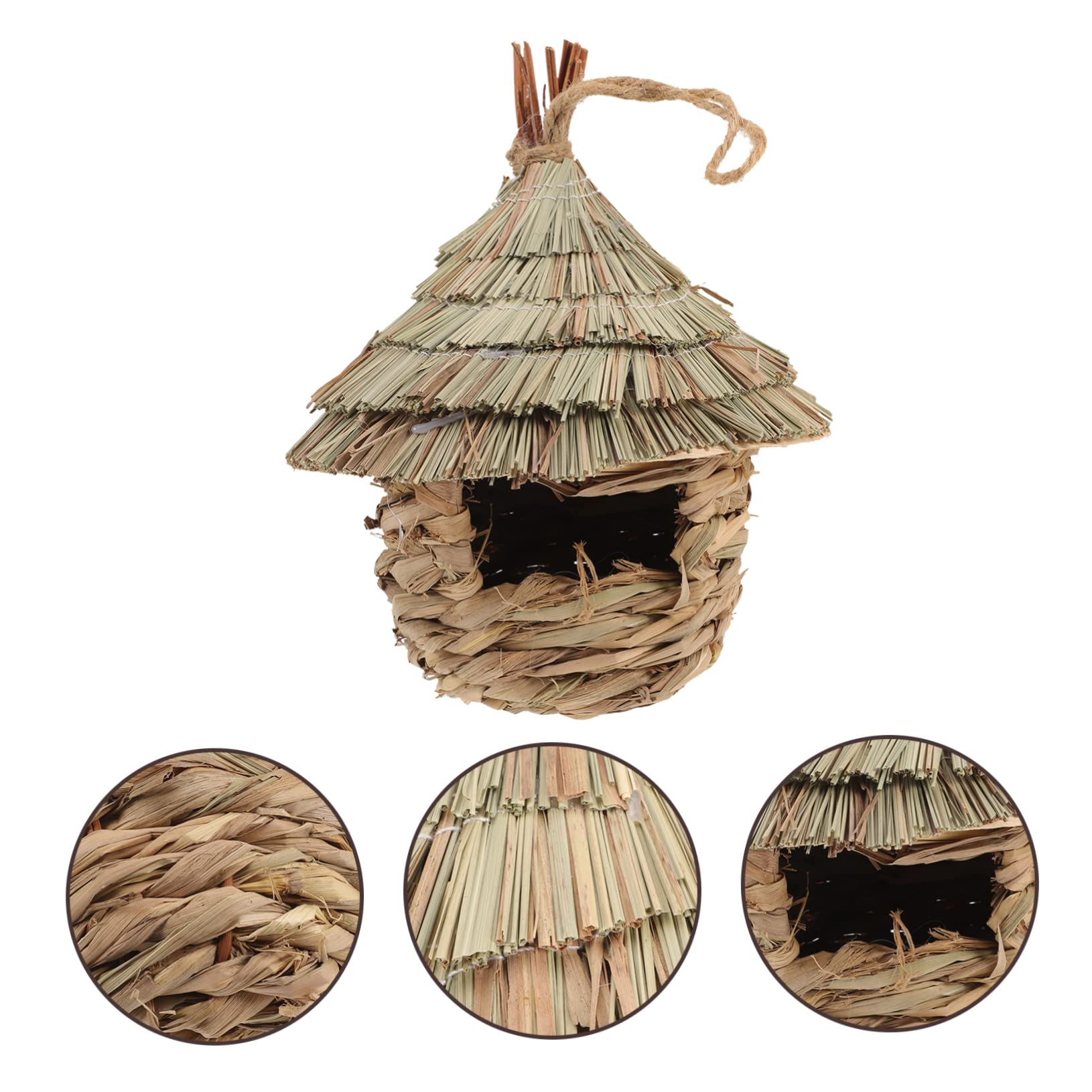 Toddmomy Lifelike Bird House with Durable Straw Design Parrot Nest for Outdoor Use for Garden Decoration and Bird Feeding Easy to Hang