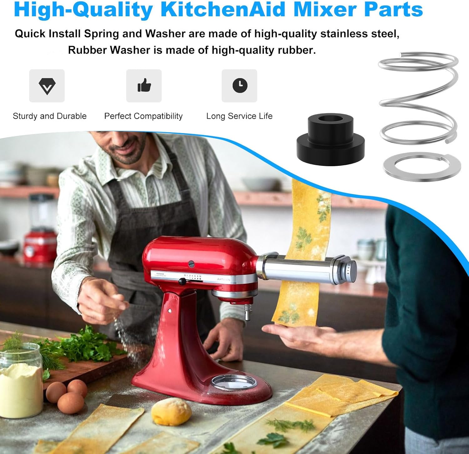 Mixer Spring and Washer for KitchenAid Mixer Parts-KitchenAid Tilt Head Mixers Spring and Washer, Rubber Washer