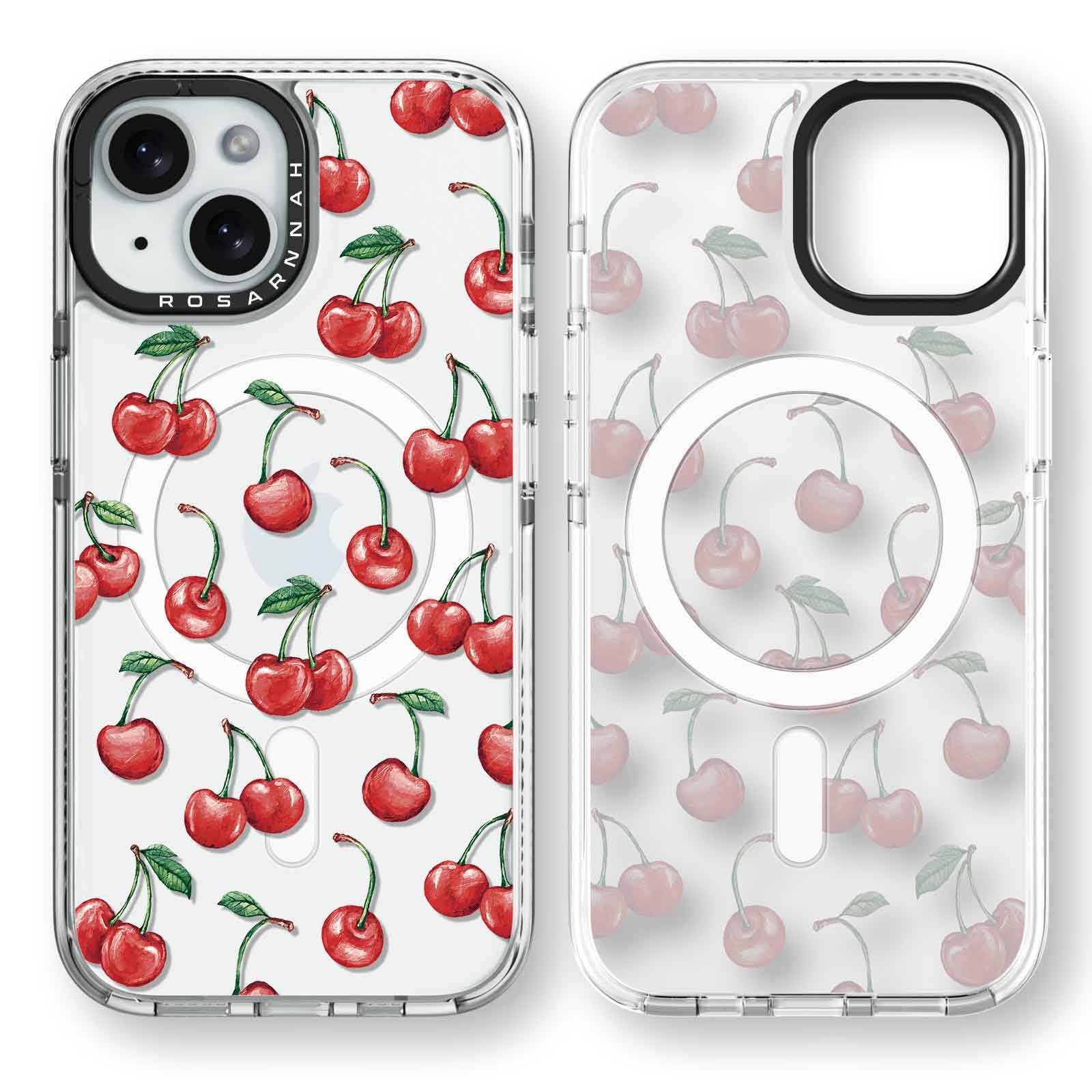 Magnetic for iPhone 15 Magsafe Case Cute Aesthetic - Durable Shockproof 6.6 ft Drop Impact Phone Case Cover with Funny Fashion Cherry 6.1" Clear