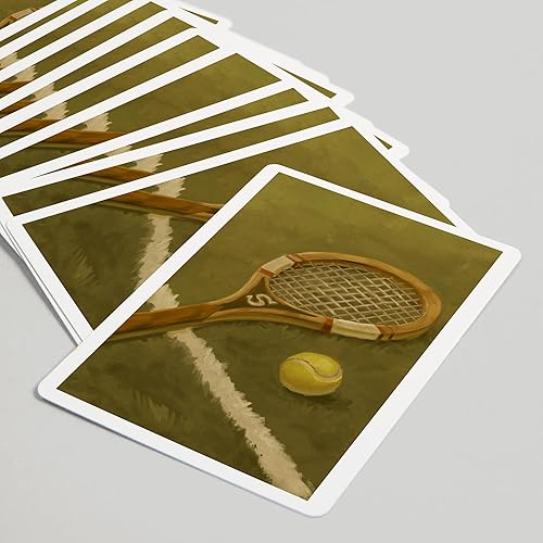 Miniatura 5 de Lantern Press Raqueta de tenis, pintura al óleo (52 cartas de juego, baraja de cartas de tamaño póker con comodines)