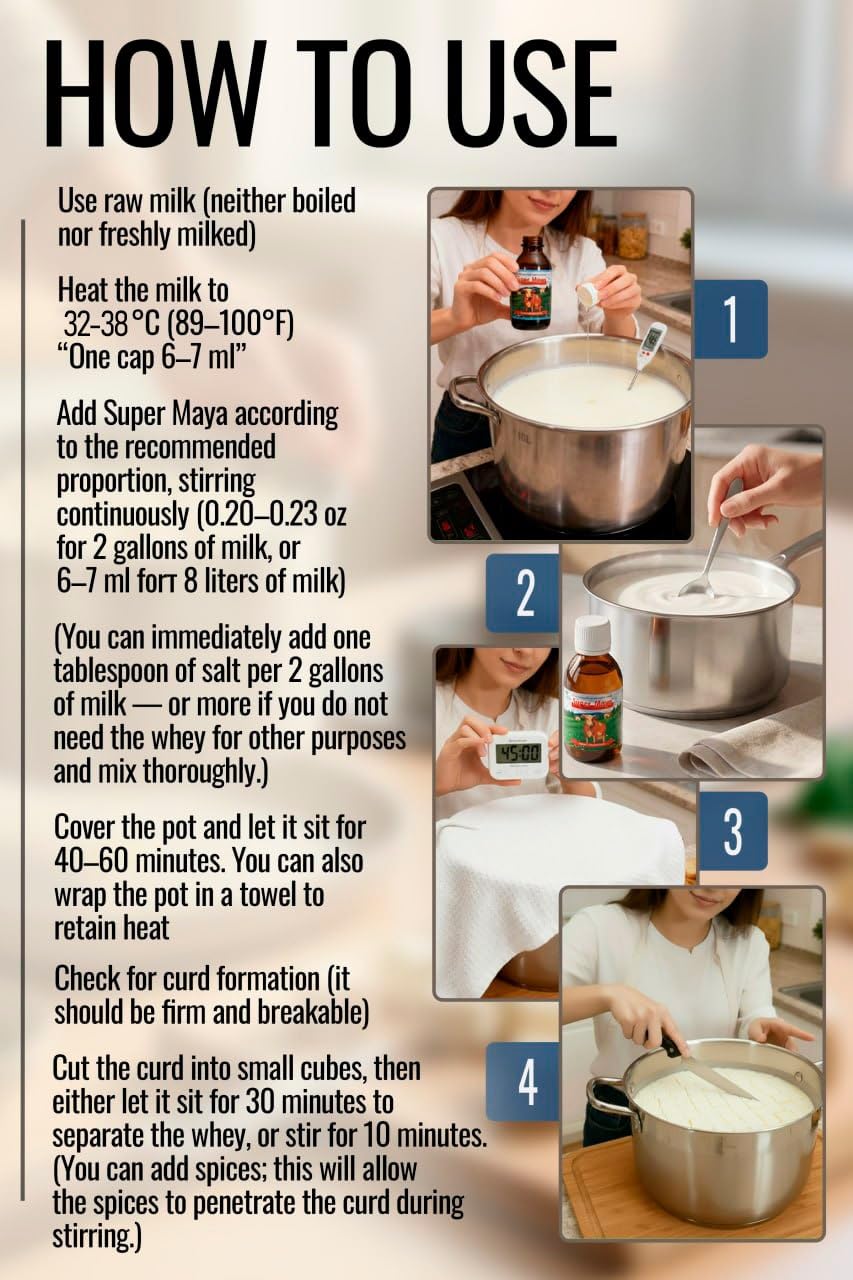 Microbial Liquid Rennet for Cheese Making, 3 fl oz (88 ml), Vegetable Rennet Starter & Milk Coagulant for Homemade Dairy, 1/2 Capful per Gallon, 100% Vegetarian Enzyme for Cow, Goat & Sheep Milk