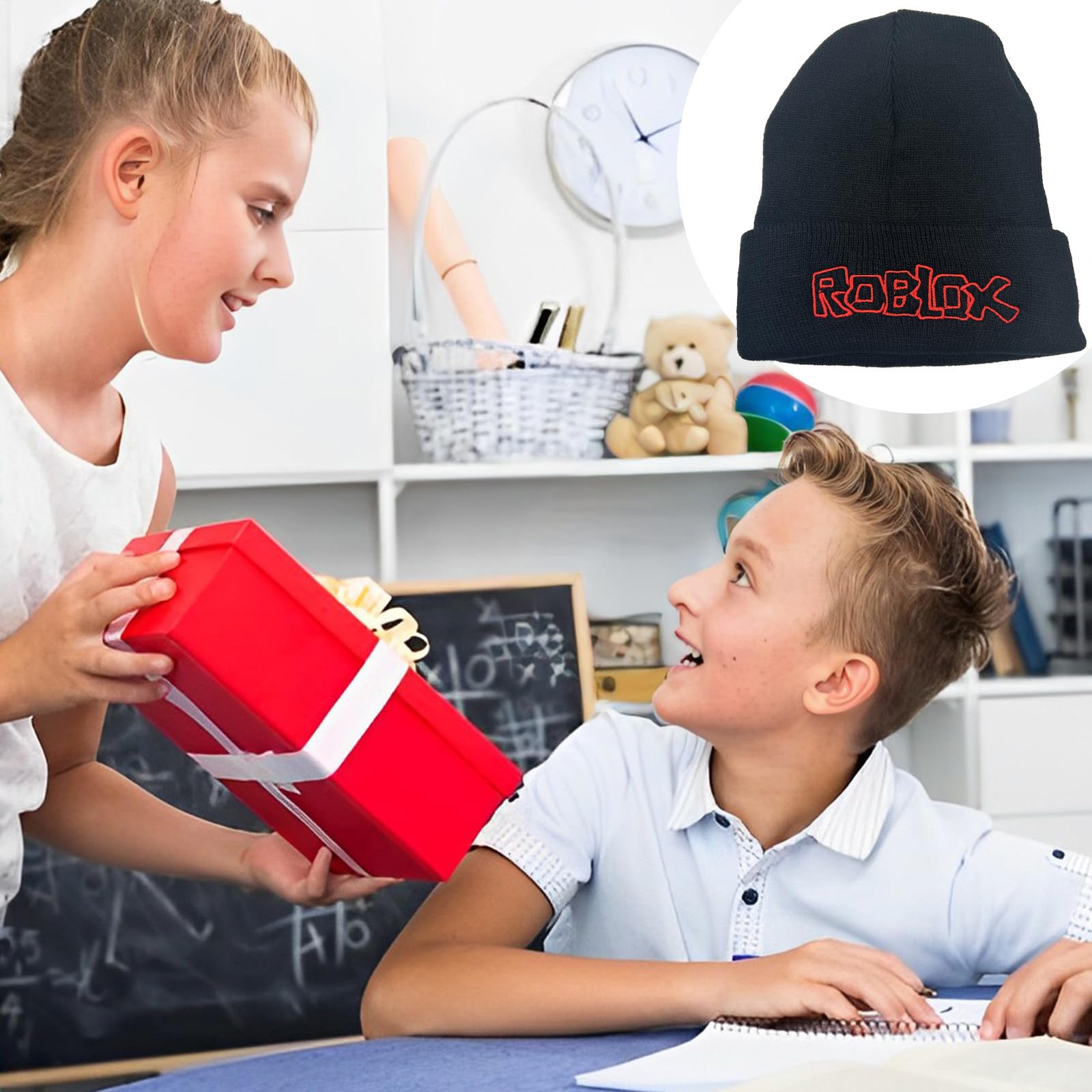 PQKL-Party Cappello Roblox, Berretto Invernale Lavorato a Maglia, Beanie Caldo, Accessori e Gadget Morbido Berretto da Sci per Bambini Ragazzi Ragazze Fan Regalo