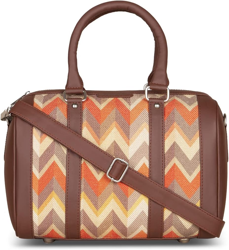 Vegan Leather Handmade Women's Handbags with double handles and detachable Sling Strap