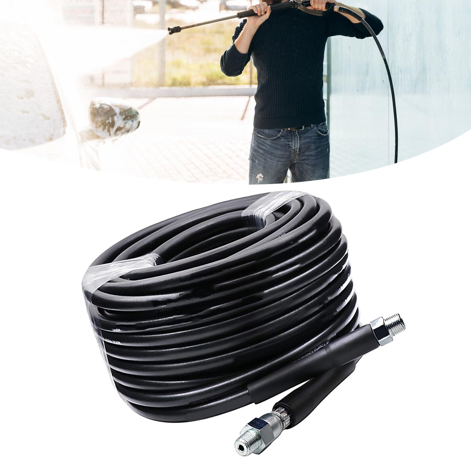 Spülschlauch-Düsen-Set, 15 Meter Kanalspül-Set, Hochdruck-Abflussreinigerschlauch für Abwasser- und Toilettenbaggerung, Hydraulikschläuche