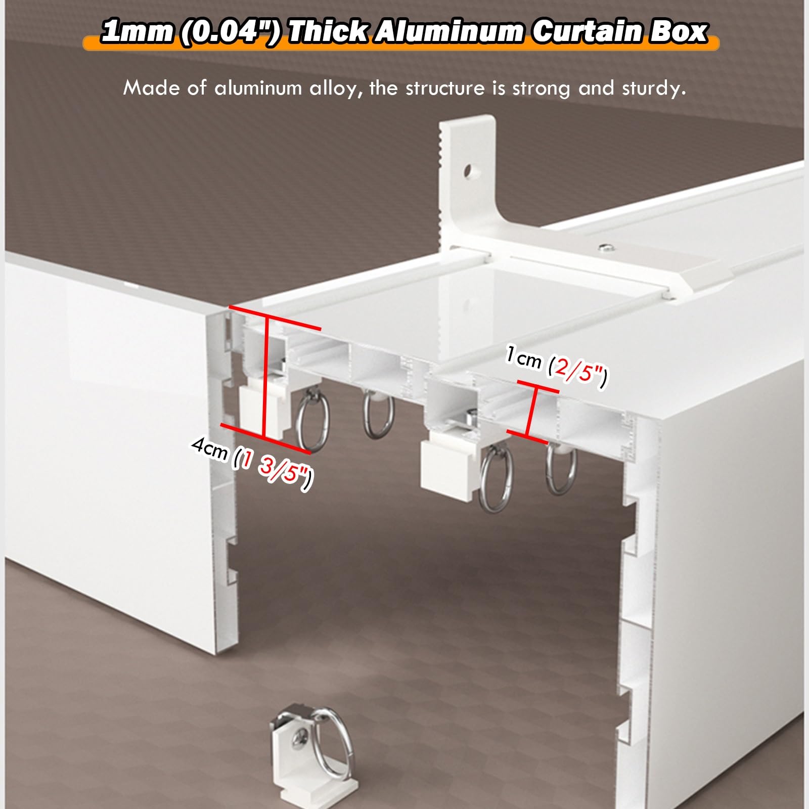 rideau plafond/ rail rideau Boîte de couverture de tringle à rideau pour rail de rideau de mur/plafond, 1-9 M kit de cadre de boîte de cantonnière de fenêtre blanche pour rideaux en tulle(Ceiling moun