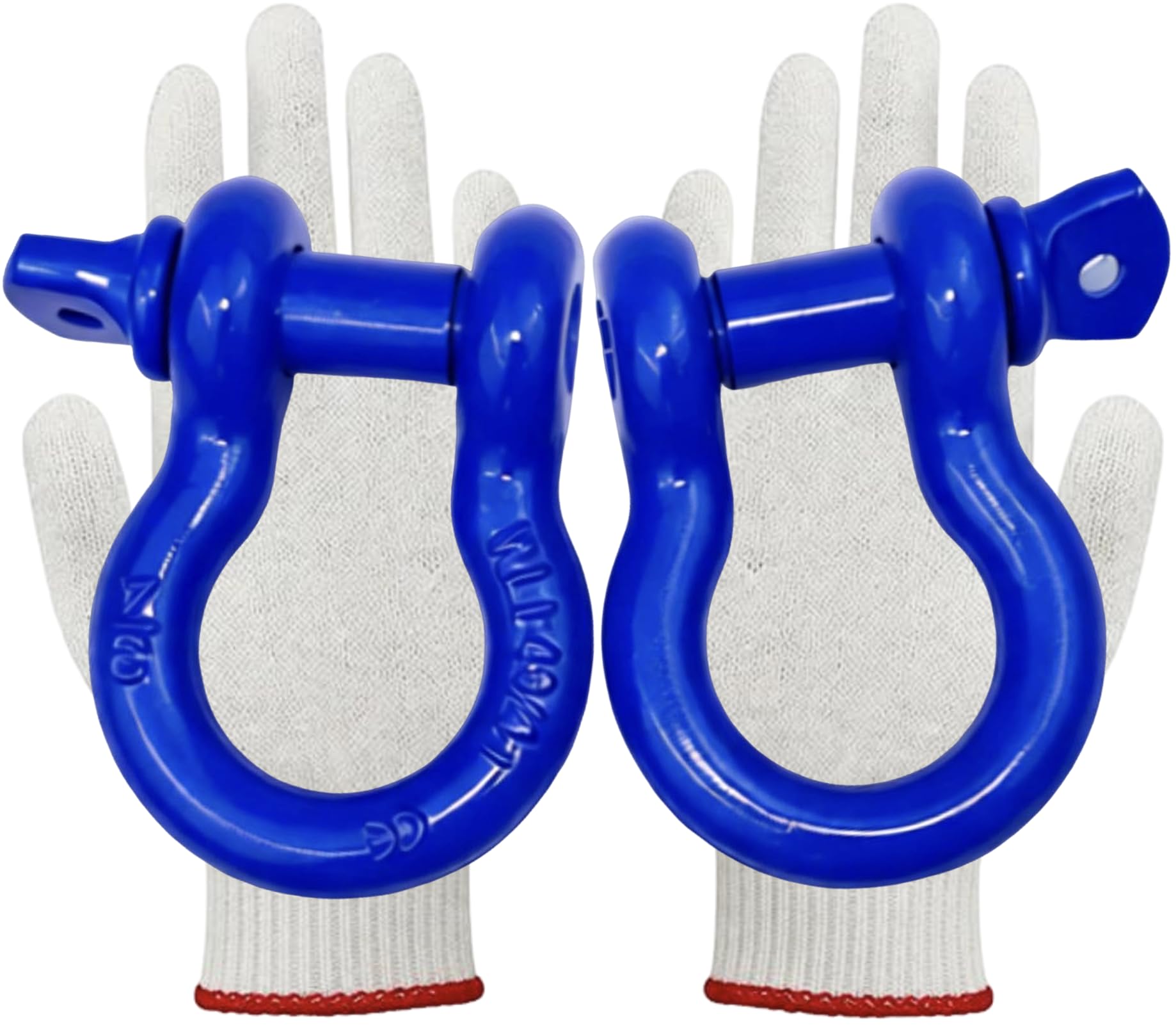 Trailer Shackles 3/4 Bow Shackle Rugged Steel Forged 28.5 Ton (57,000 lbs) Max Break Strength Off Road Shackles Blue Powder Coated Heavyduty Shackles 3 Year Guarantee with Safety Gloves (Pack of 2)