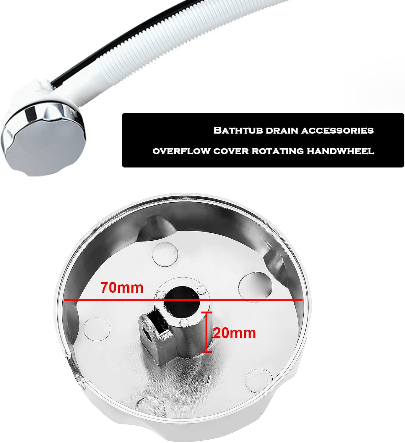 SING F LTD Pop Up Bath Control Knob Bathtub Drain Rotating Knob Bathtub Drain Overflow Cover Accessories 75mm x 23mm, Hole Diameter 10mm