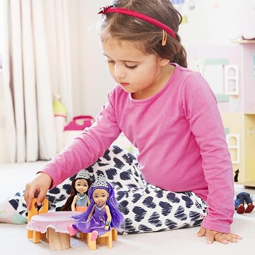 Miniatura 28 de Juego de muñecas pequeñas con muñecas de princesa para niñas – Muñecas de juguete de princesa para casa de muñecas – Muñeca pequeña mini figuras