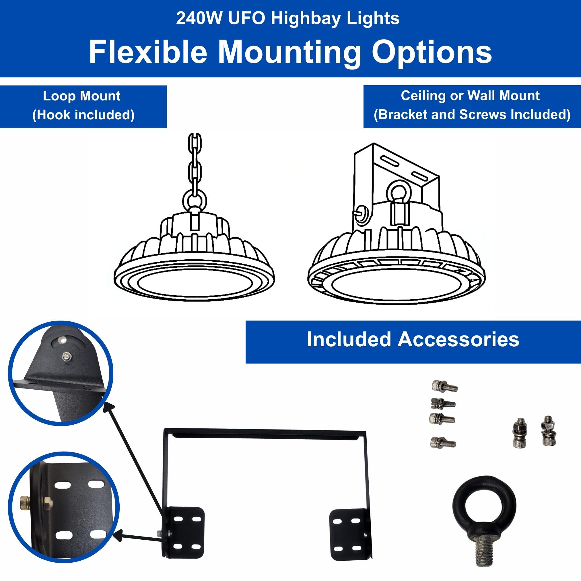 300W 240W 36000LM UFO High Bay LED Shop Light Dimmable CCT Adjustable HighBay Lights for Warehouse Factory Gym — view 6