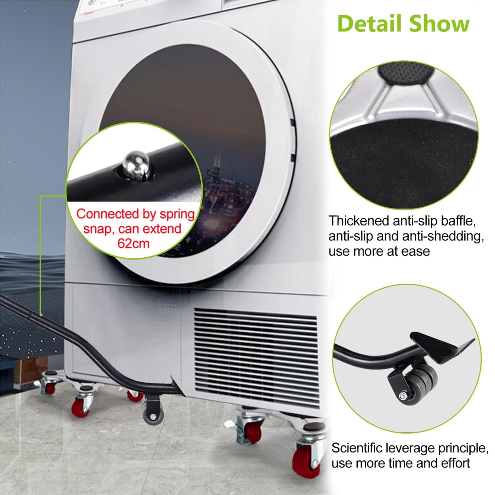 Kit per Sollevatore Mobili, 4 Ruote per Spostare Mobili 360°, capacità di Carico 400kg, Sollevatore per Mobili Pesanti, Spostamento di Frigoriferi, Divano, Lavatrice, ECC,A