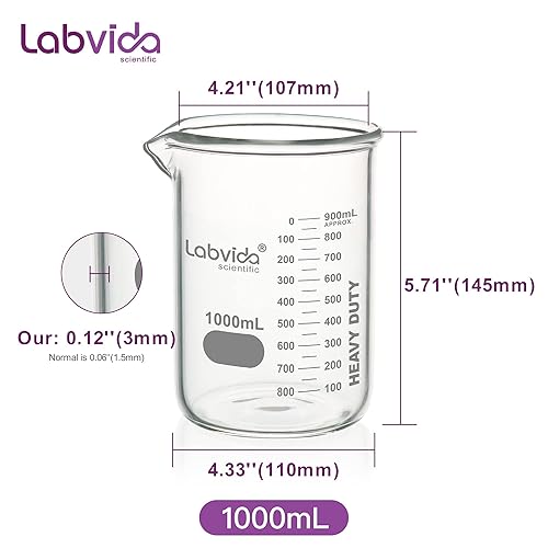 Miniatura 6 de LVAC002 - Juego de vasos de vidrio resistente, 10 piezas de vol.5.1 fl oz de pared gruesa, 3.3 Boro Griffin de baja forma con doble escala impresa