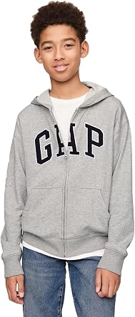 Boys' GAP Logo Relaxed Grey Sweatshirt with Zip