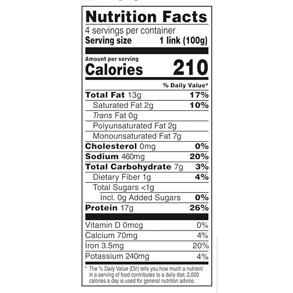 Beyond Meat Beyond Sausage Plant-Based Dinner Sausage Links, Brat Original 14 oz 4