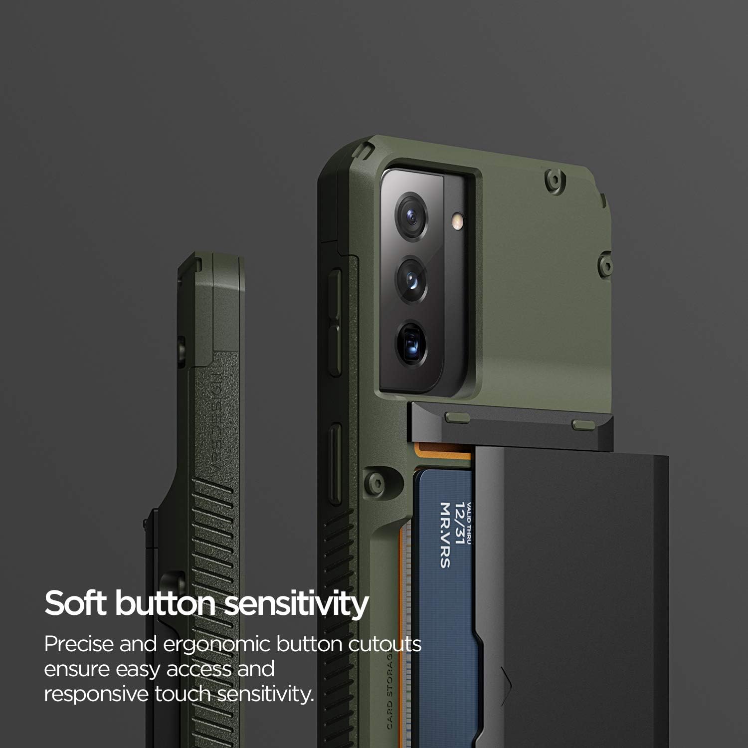VRS DESIGN Damda Glide Pro Phone Case Compatible with Galaxy S21 6.2 inch (2021) Green