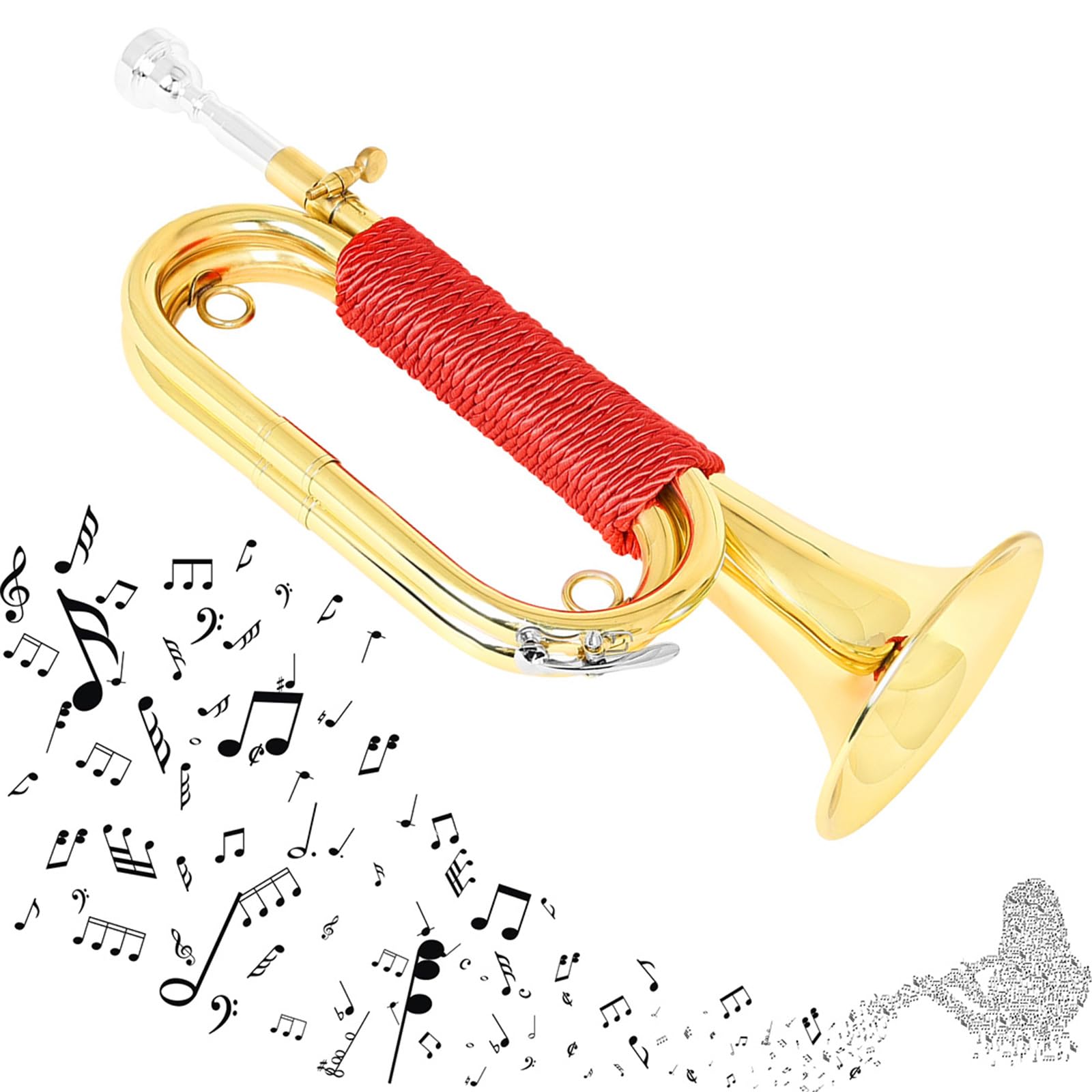 Trompeta de metal para caballería militar, portátil, trompeta de caballería, instrumento de latón para orquestas militares, bandas escolares, campamentos, instrumentos musicales