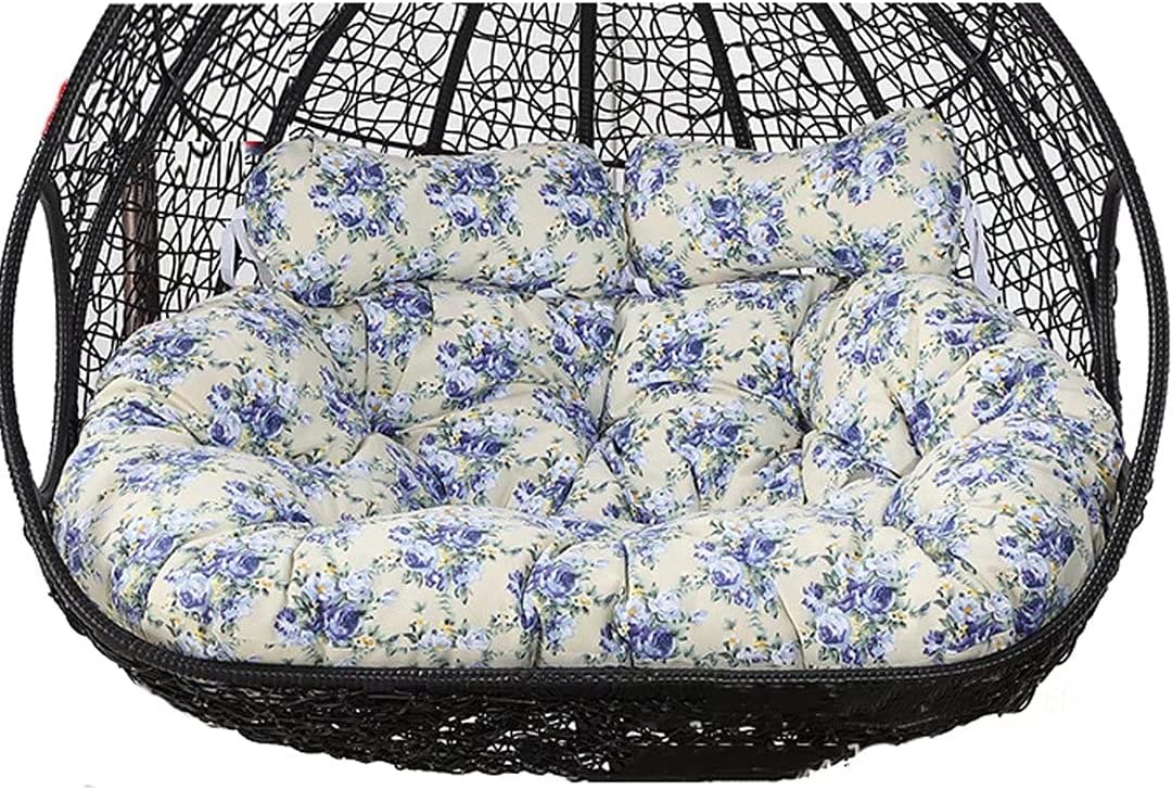 Hanging Basket Chair Cushion, 52-Inch Double Egg Swing Replacement for 2-Person Wicker Rattan Hammock, Washable and Sun-Resistant