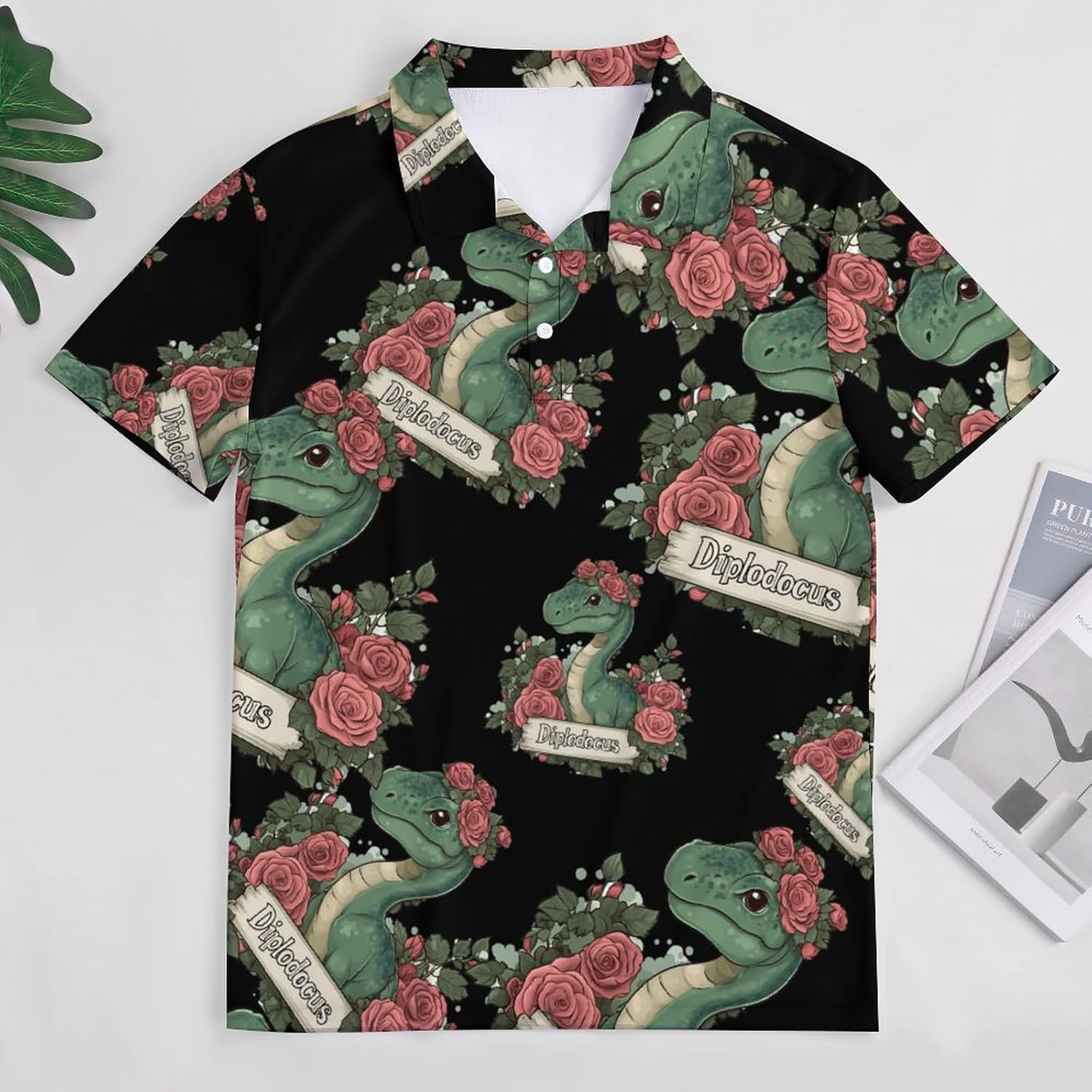 Dinosaur Diplodocus Womens Golf Polo Shirts Summer Short Sleeve Collared 3 Buttons T Shirt Activewear Tops