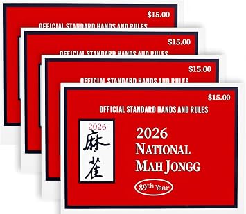 Mahjong Cards 2026, 4 PCS Mah Jongg Card Large Print, Easy to Read Rule Cards for Mah Jongg, Perfect Mahjong Accessories and Gifts for Mahjong Beginners