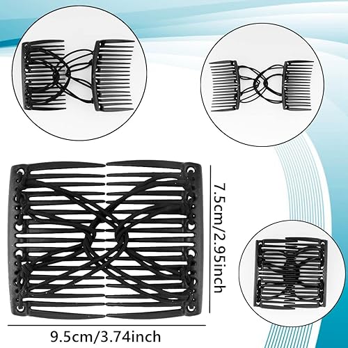 Miniatura 3 de 3 pinzas elásticas mágicas para el cabello, horquillas elásticas de doble peine para mujeres y niñas, peinado vintage, accesorios multiusos