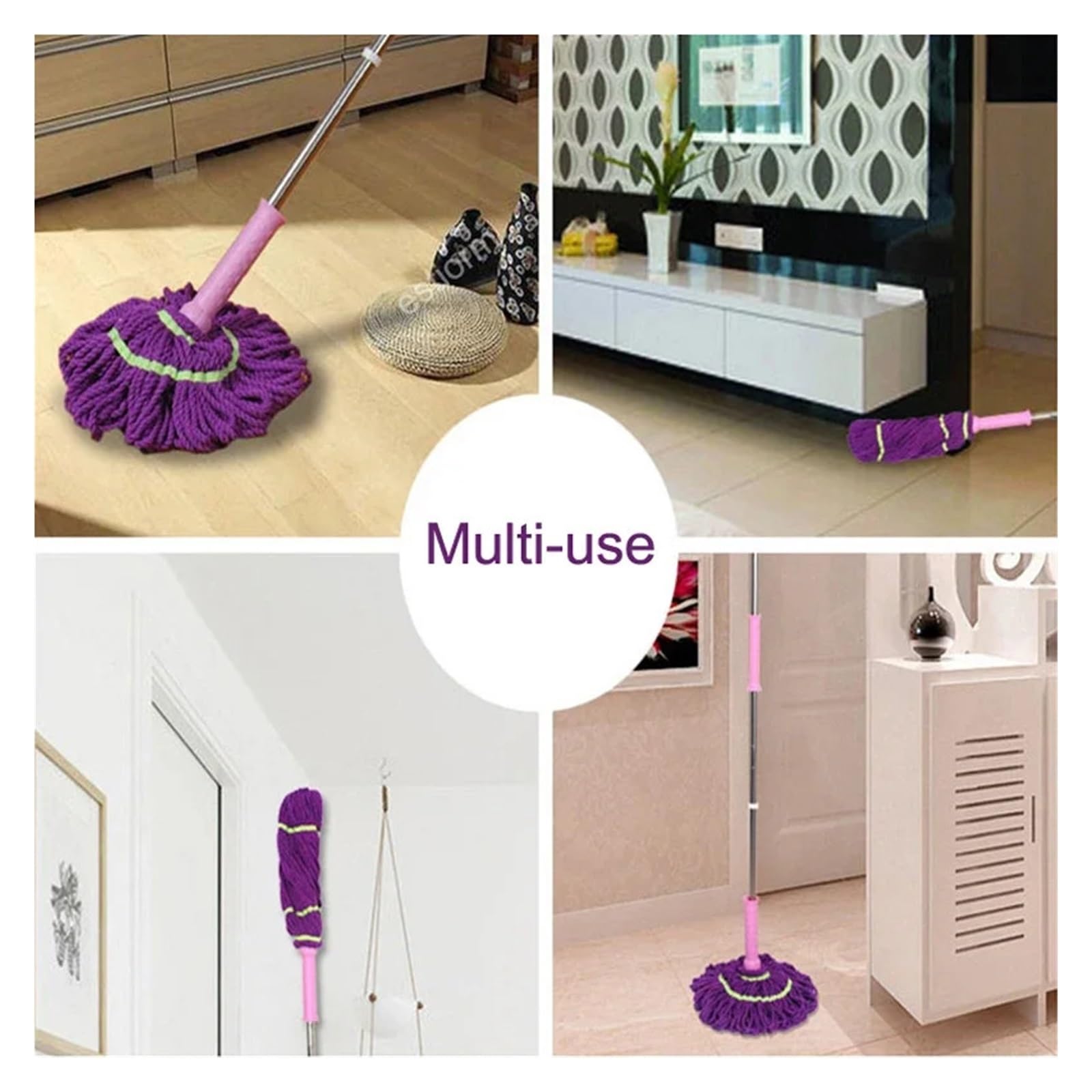 Trapeador giratorio autoexprimible de fácil manejo, trapeador de microfibra exprimido, cabezal de repuesto, trapeador seco y húmedo for limpieza de pisos de madera, azulejos y baldosas.(A mop head)