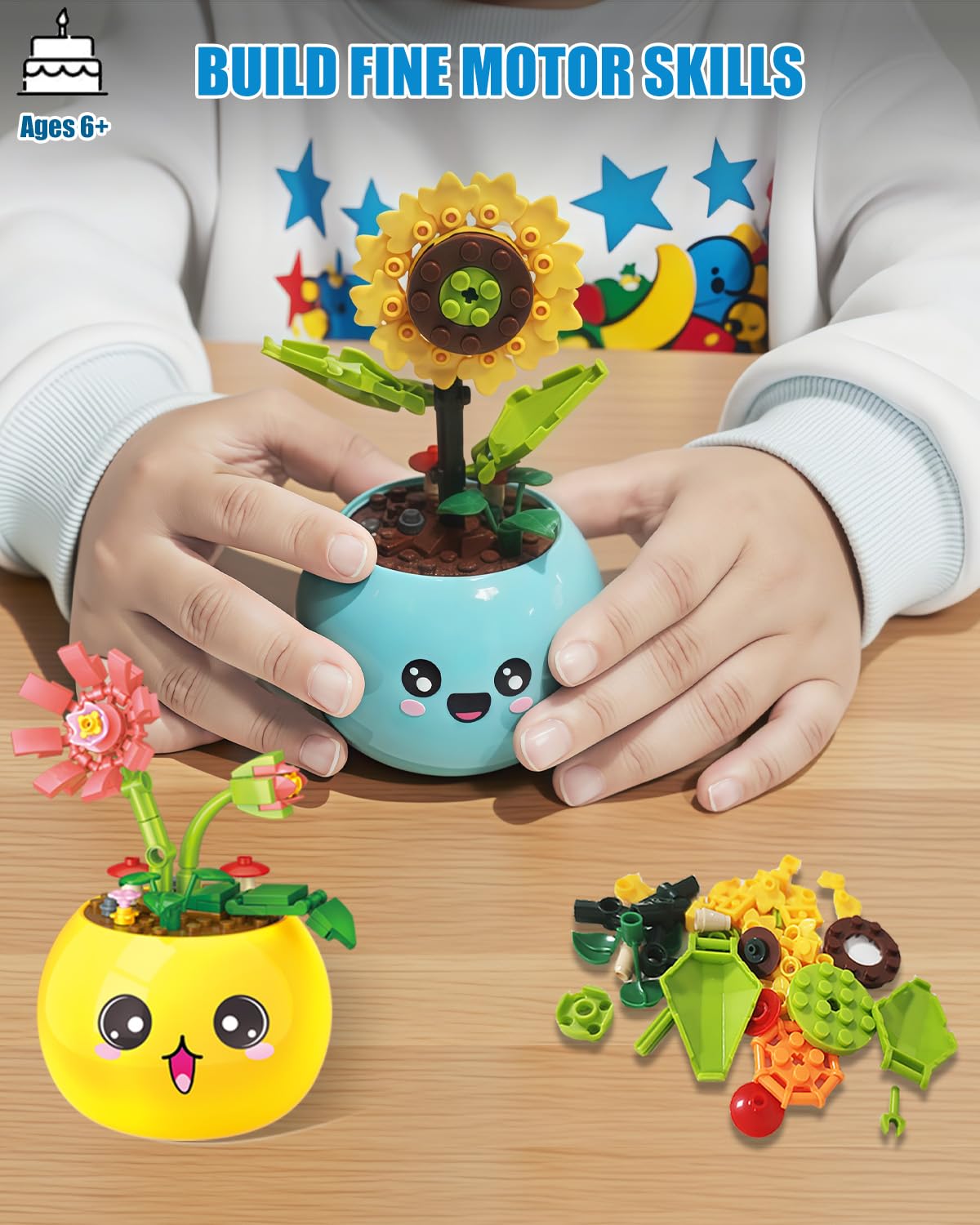 ICEKO KN 8 Flowers Succulents with Pot - Mini Building Blocks Set