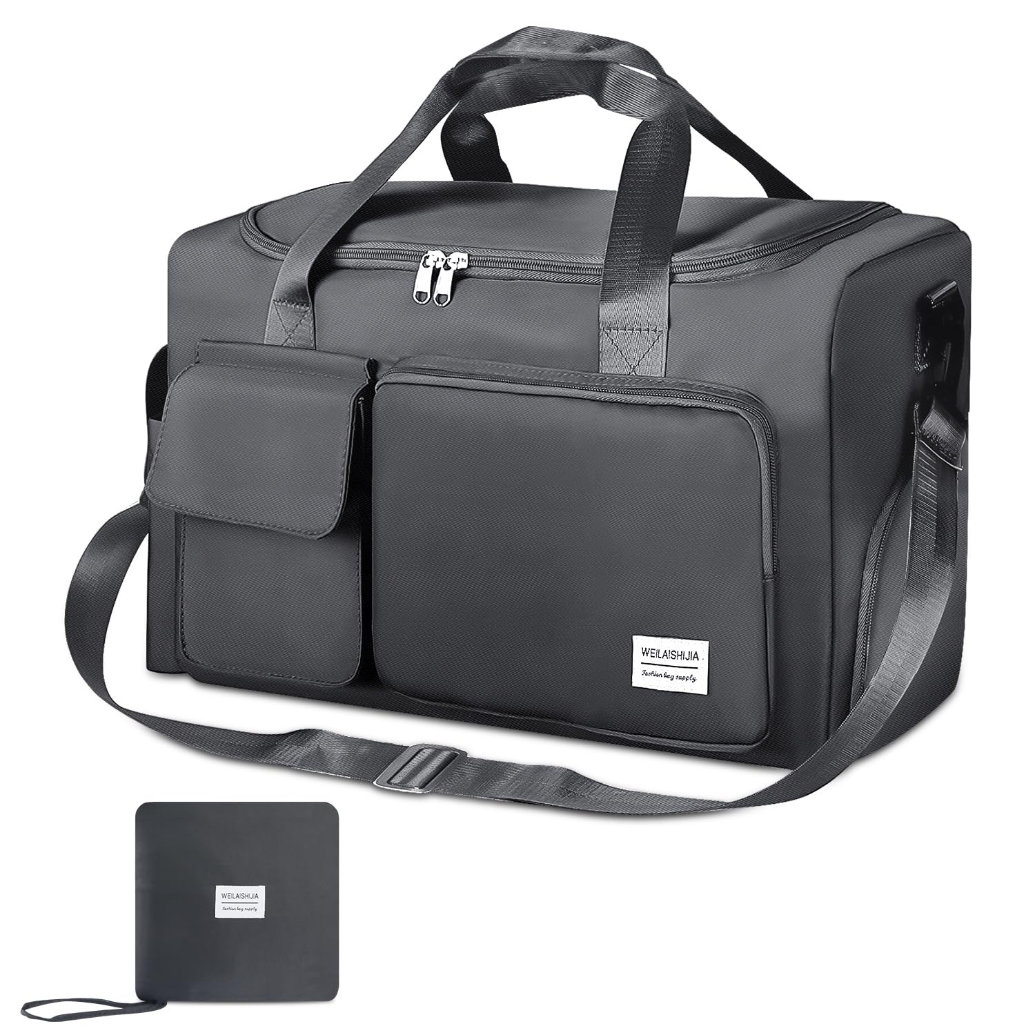 SLIJAR 20 L Sports Gym Bag Mens Large Sports Bag Foldable Fitness Holdall Bag with Shoe Pocket, Dry and Wet Separation Hospital Bag for Men and Women Yoga Swim Sports Gym Vacation Black