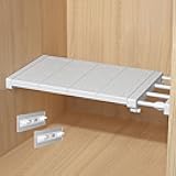 iayokocc Expandable Closet Tension Shelf Rod, Adjustable Metal Storage Rack,DIY Organizer Divider Separator for Cabinet Wardrobe Cupboard Kitchen Bathroom(Size:48-80cm)