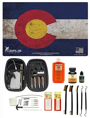 EDOG Range Warrior 27 Pc Gun Cleaning Kit - Colorado State Flag Handgun Honor & Pride Pistol Mat & Range Warrior .22 .38 .357 9MM .45 Gun Cleaning Kit & Tac Book Cleaning Essentials Kit