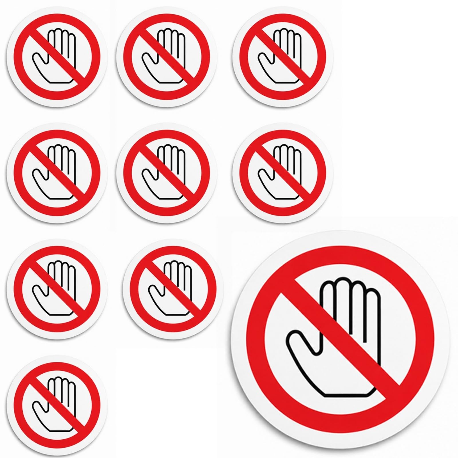 DCYQAIN 10 Pcs 25mm Do Not Touch Warning Stickers, Waterproof Self-Adhesive Vinyl Round Safety Labels, Caution Decals for Equipment, Vehicles, Workplace, Home & Commercial Use