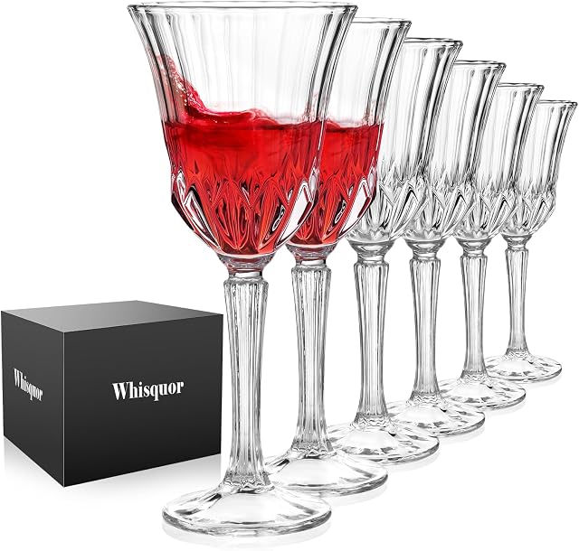 Ensemble de verres à vin 6, Verres à vin en cristal soufflé à la main, verre à vin sans plomb pour les clients quotidiens et l'hébergement, Cadeaux pour le mariage