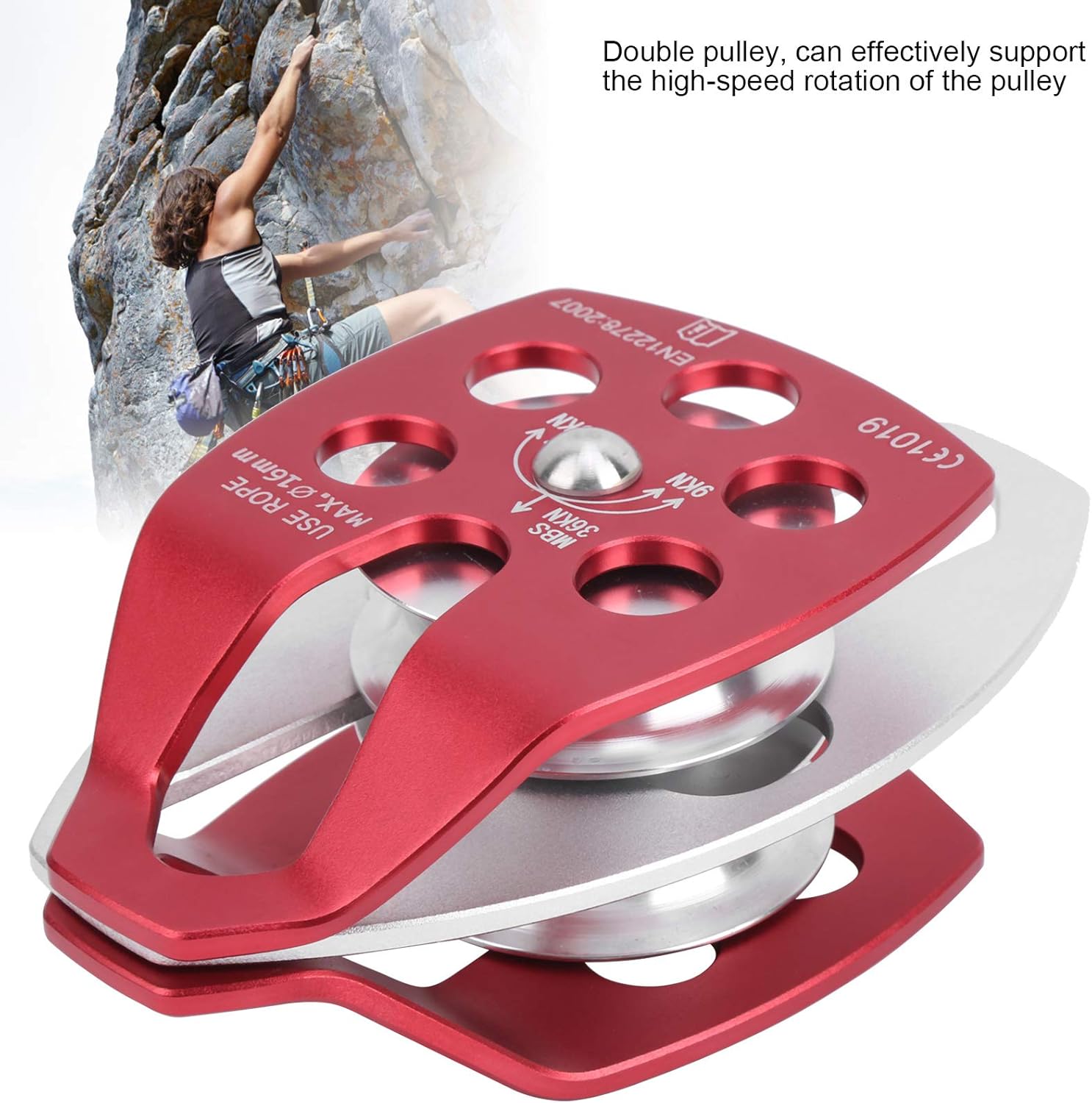 Fixed Plate Micro Pulley, Outdoor Survival Pulley - Sideplate Double Sheave Pulley for Climbing and Rescue Equipment