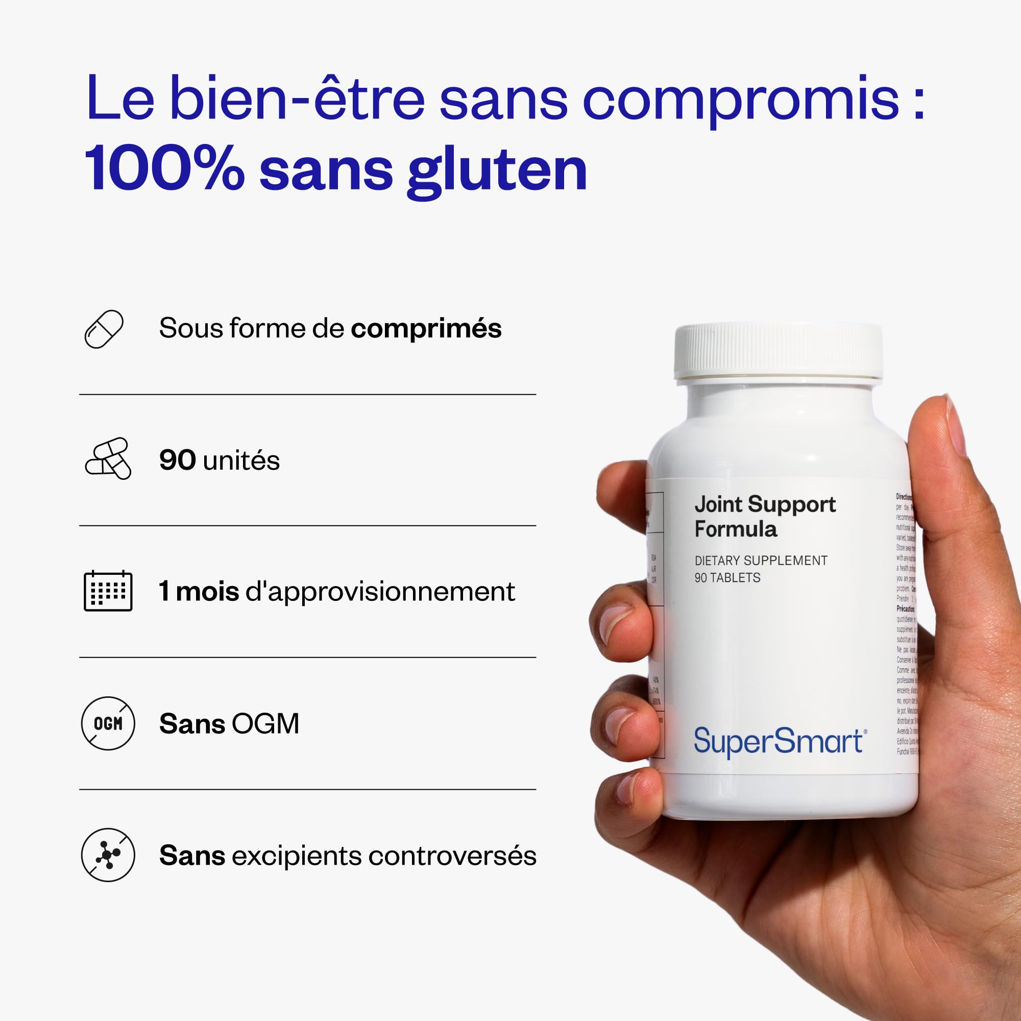 Confort Articulations - Vitamine C - Extrait de Bambusa Vulgaris - Contribue à la Santé des OS, des Muscles et des Articulations - Sans Gluten - SuperSmart
