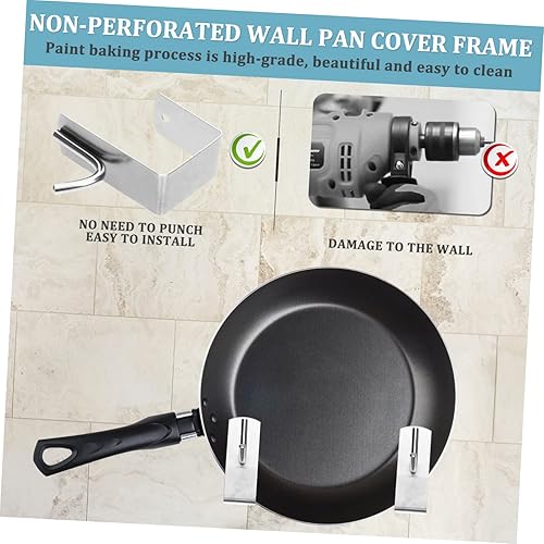 Miniatura 3 de Housoutil 4 piezas de gancho con gancho para tapa de olla montada en la tapa de olla, soporte para esponja, soporte de tapa de sartén negro, gancho