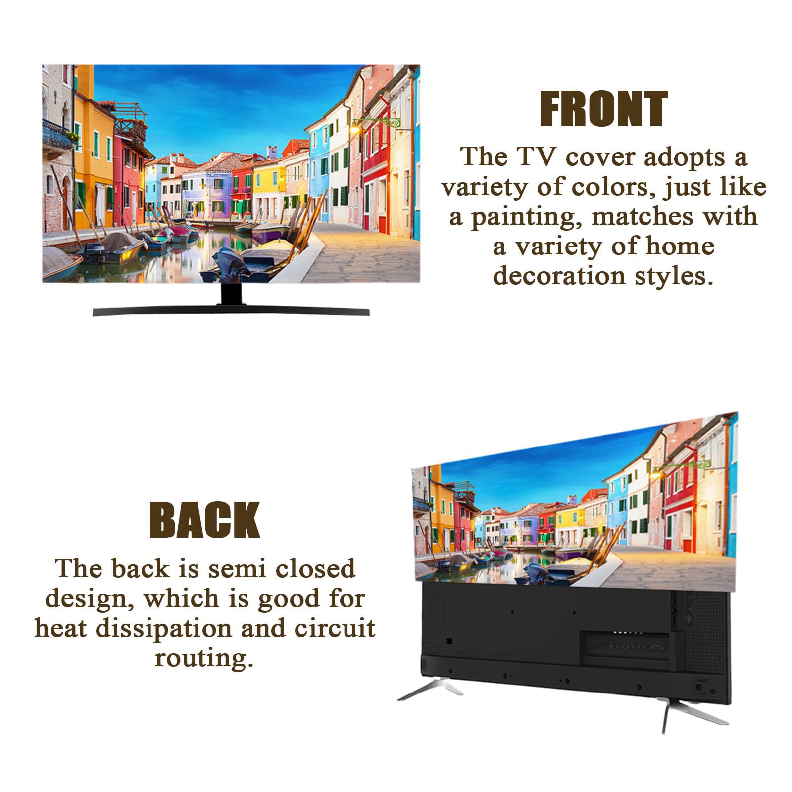 Copertura Antipolvere per TV, Copertura per Televisore da 32 A 80 Pollici, Copertura Protettiva Universale Elastica Morbida Reversibile per Schermo TV,6,80in(188 * 110cm)