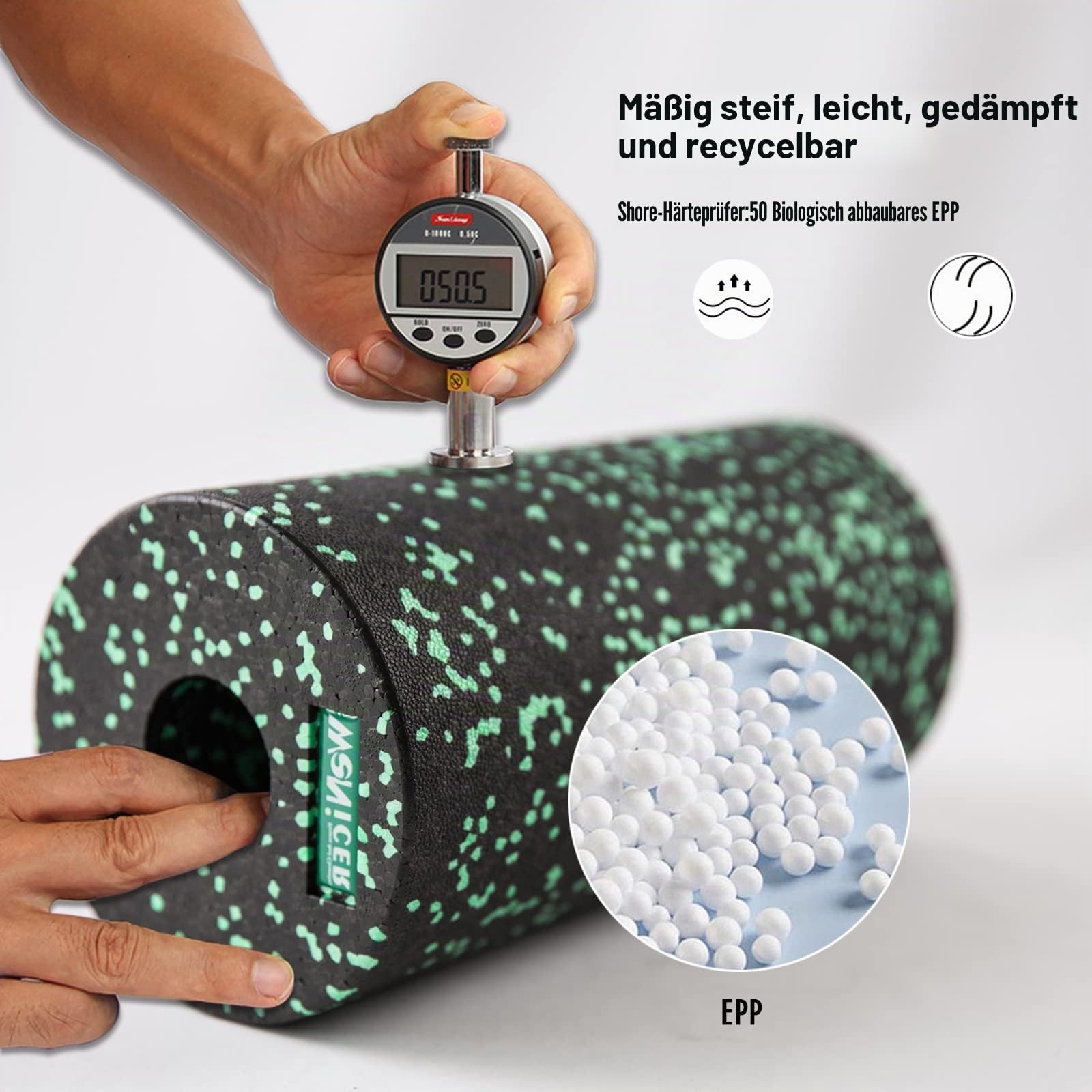 Faszienrolle 5-teiliges Yoga-Schaumstoffrollen Set Foam Roller, Massageball & Faszienball,faszienrolle wirbelsäule für effektives Faszientraining von Rücken, Wirbelsäule,Fuß&Pilates. (Green)