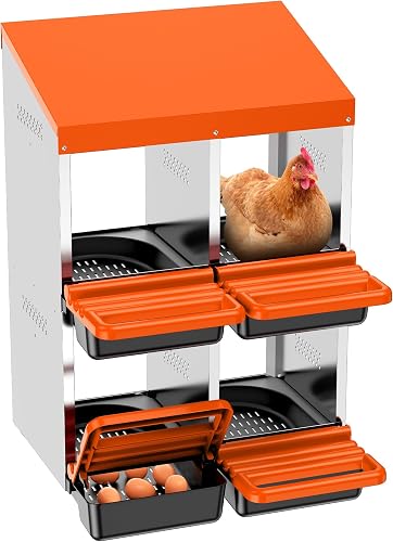 Tiflev 4-Hole Roll Away Chicken Nesting Box, Double-Decker Metal Egg Collector for Hens Tiflev 4-Hole Roll Away Chicken Nesting Box, Double-Decker Metal Egg Collector for Hens