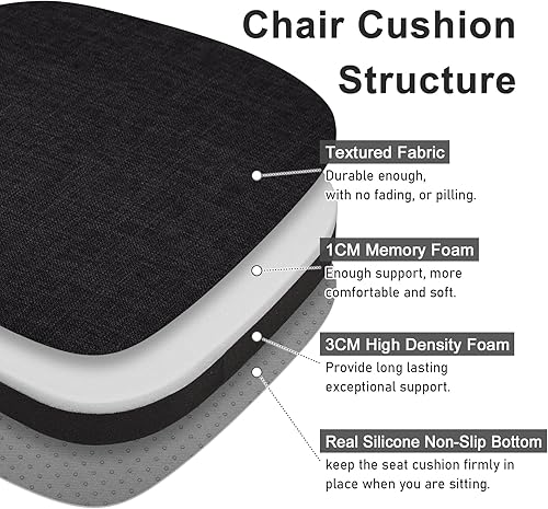 Miniatura 2 de baibu Juego de 2 cojines de metal para sillas con lazos, almohadillas de metal antideslizantes para sillas de comedor de 14 pulgadas, cojín de