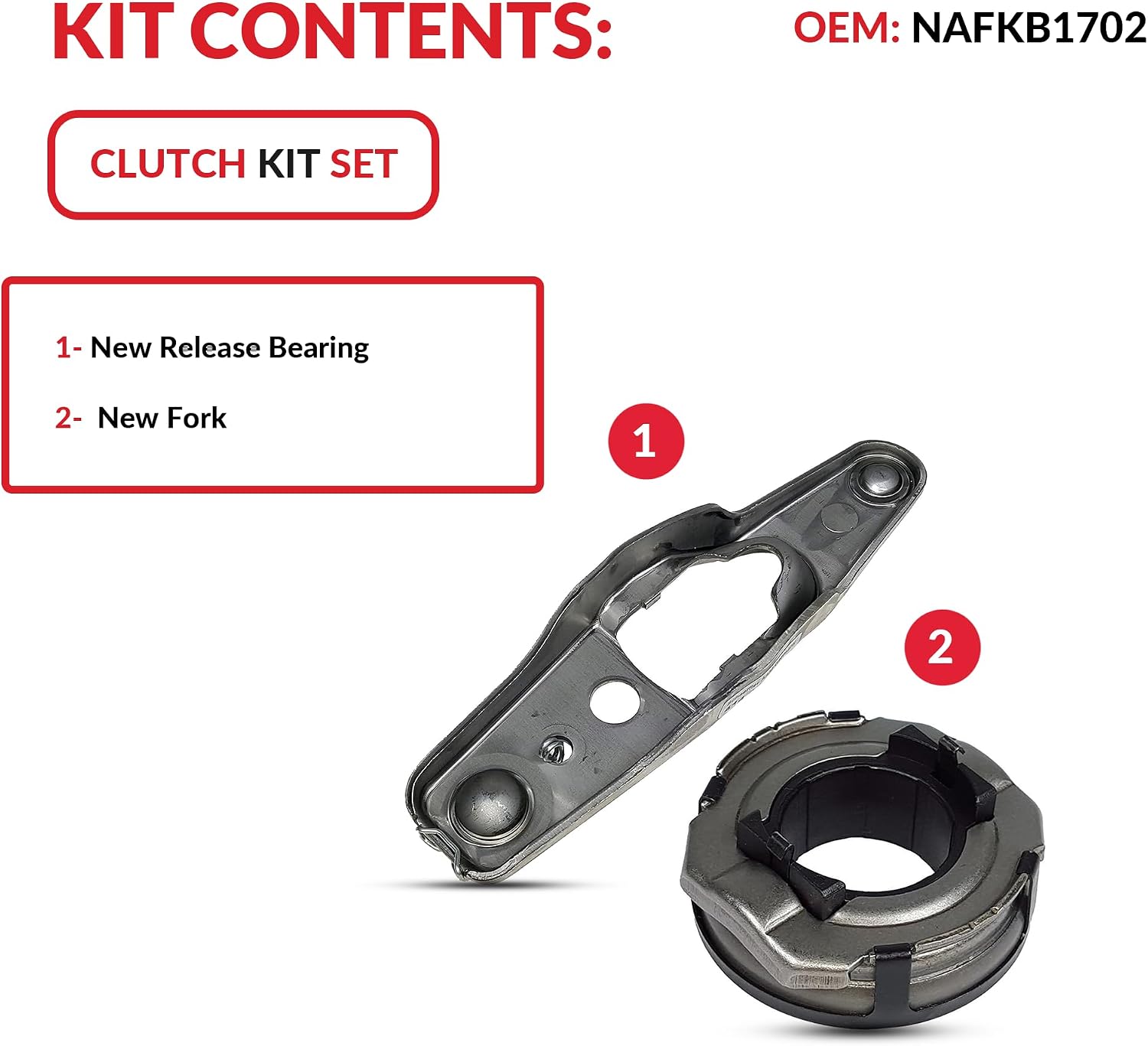Clutch Fork and Bearing Kit compatible with TT Golf Beetle Jetta Gls Glx Gti Tdi Base Gl Sportline 1998-2006 1.8L l4 GAS DOHC 1.9L L4 DIESEL SOHC Turboc (NAFKB1702)