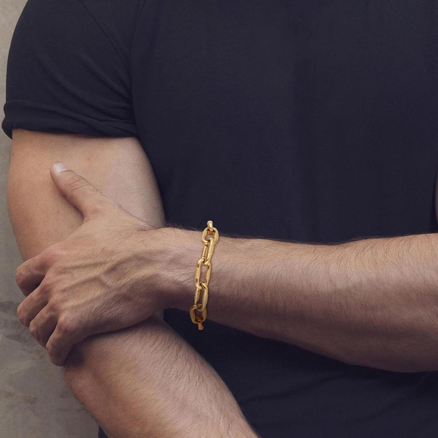 HZMAN 8.5Inch Link Chain Bracelets for Men Diamond-Cut Paperclip Solid Chain Bracelet Chunky Stainless Steel Jewelry Trendy Gifts - Image 2