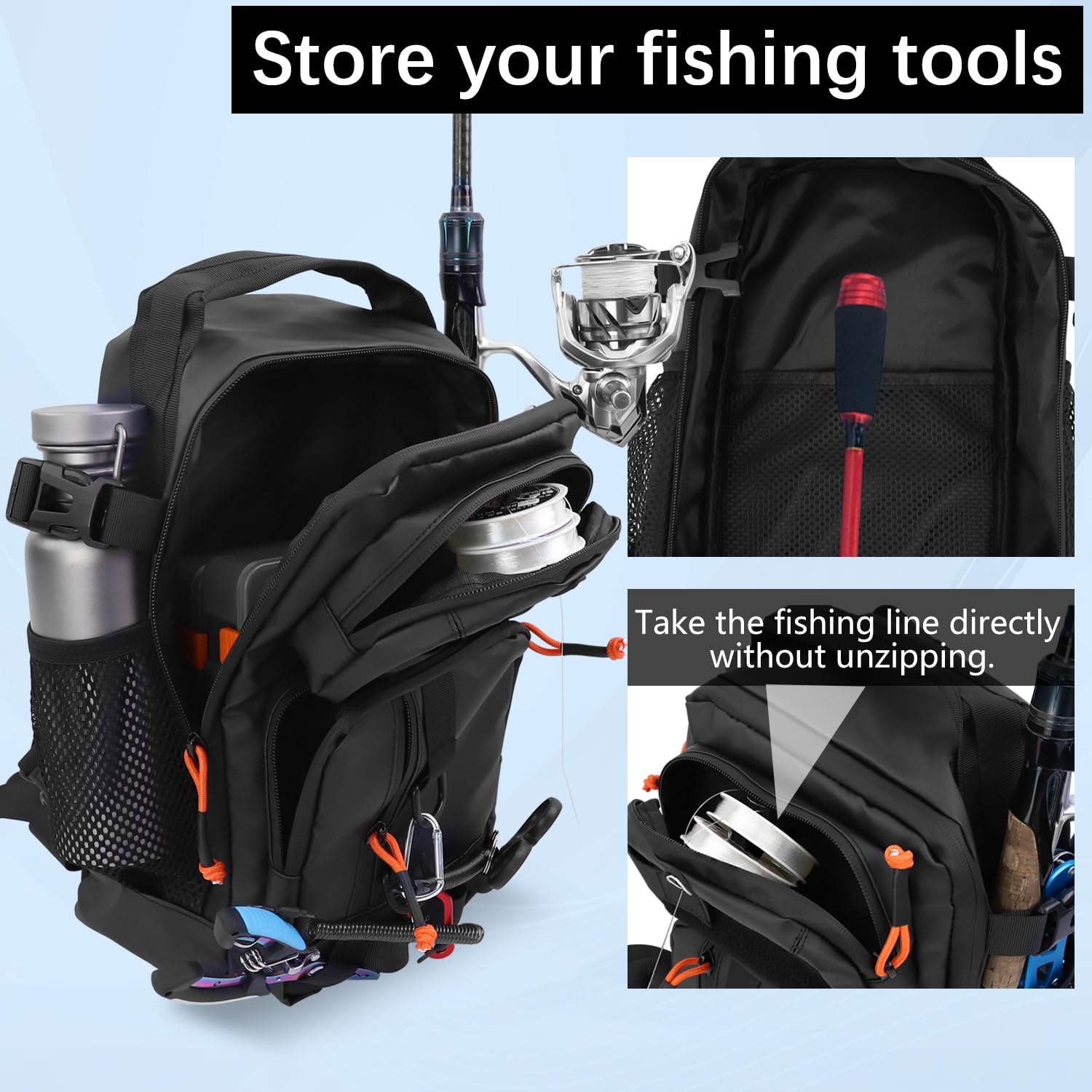 Rucksack für Teichangeln, leichte Tragetasche, Angelrucksack, Sling-Werkzeug-Aufbewahrungstasche zum Angeln