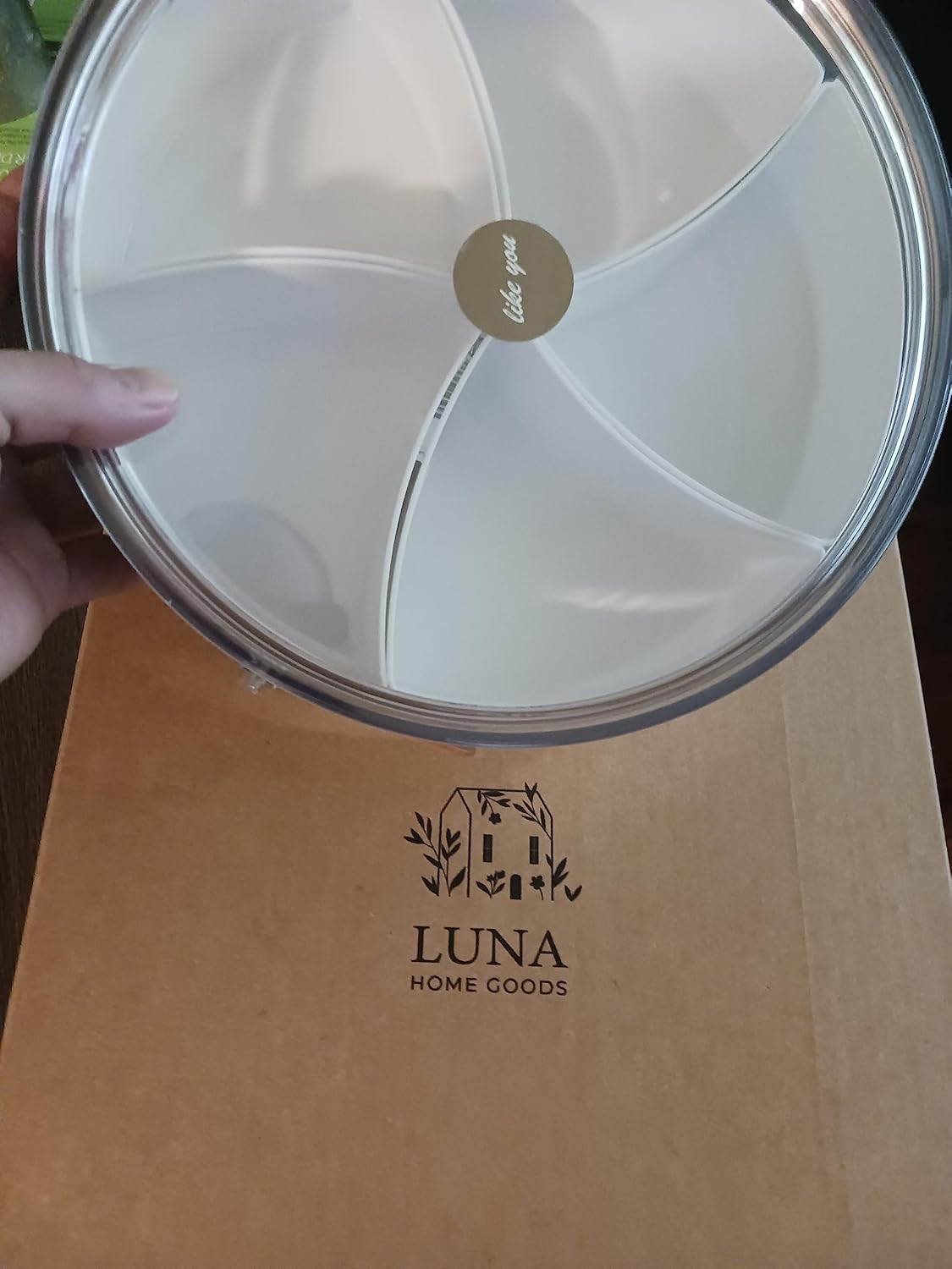 Divided Snack Tray with lid, Serving Tray with Handle, 5