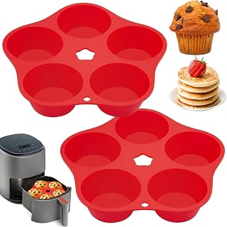 2 Pieces Silicone Air Fryer Muffin Pan Round Egg Bite Mold for Oven Baking,Mini Muffin Tins Cups Cake Tray for Air Fryer Liners Basket Instant Pot Accessories Baking Muffin Pancake