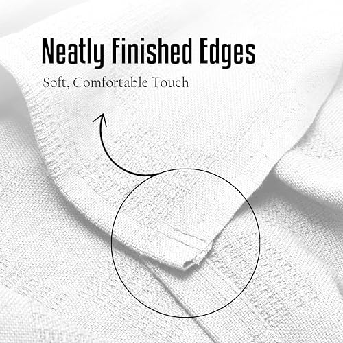 Miniatura 6 de Oakias Manta de 100% Algodón Tamaño Individual  Blanca, 90 x 72 Pulgadas  Suave, Ligera y Transpirable  Manta Térmica de 350 GSM para Cama, Sofá y