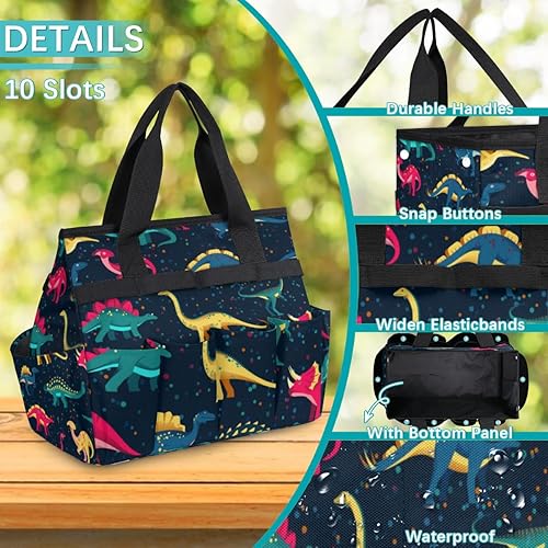 Miniatura 5 de Bolsa de herramientas de jardín con patrón de dinosaurios coloridos para mujeres y hombres, bolsas de almacenamiento de herramientas de jardinería