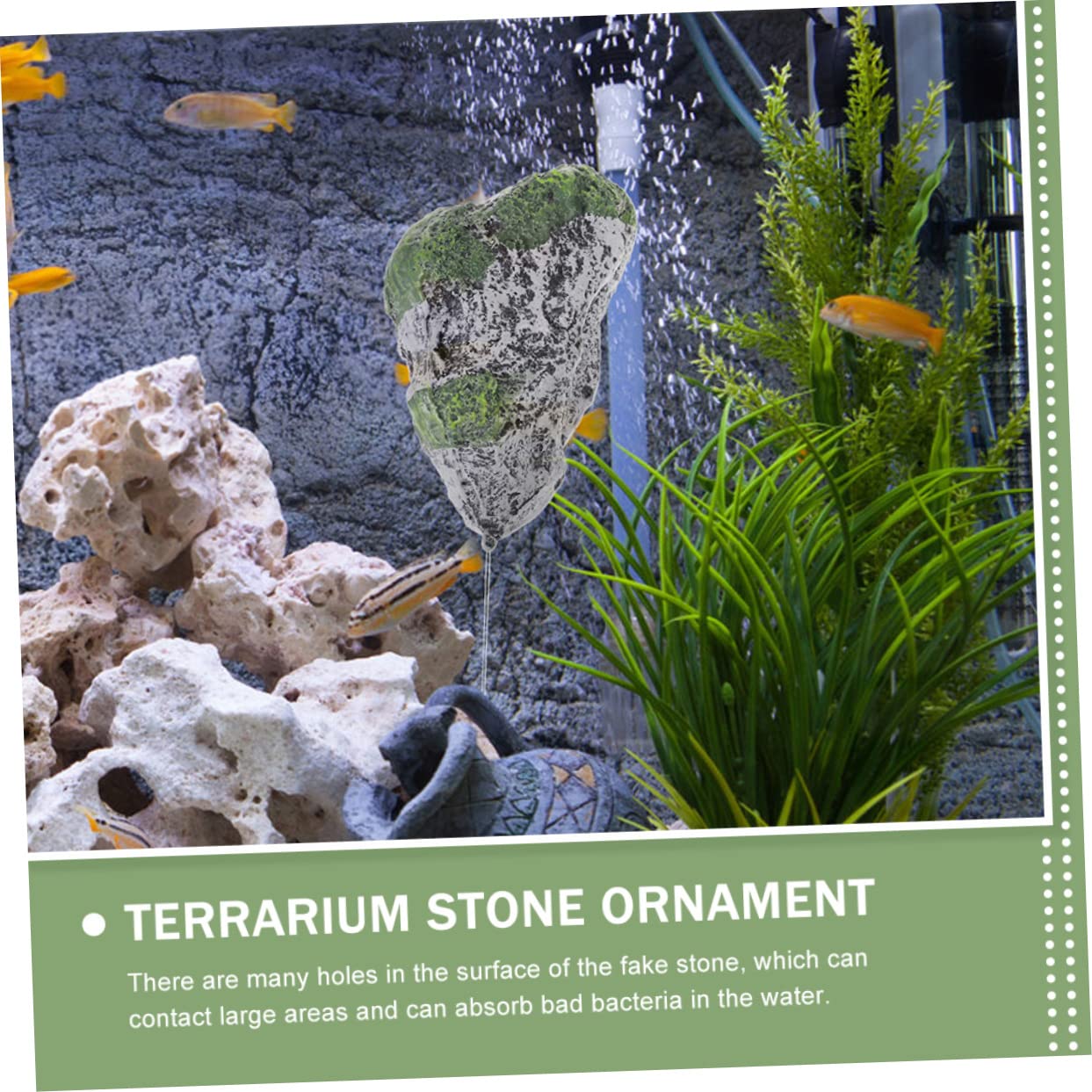 Amazon | PATKAW 人工モス付きフェイクストーン 水槽用デコレーション