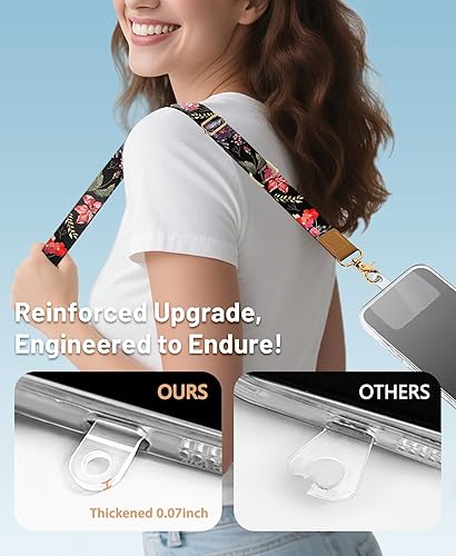 Miniatura 3 de Cordón cruzado para teléfono celular con correa para la muñeca, diseño de flores, para colgar alrededor del cuello, correa floral ajustable, para
