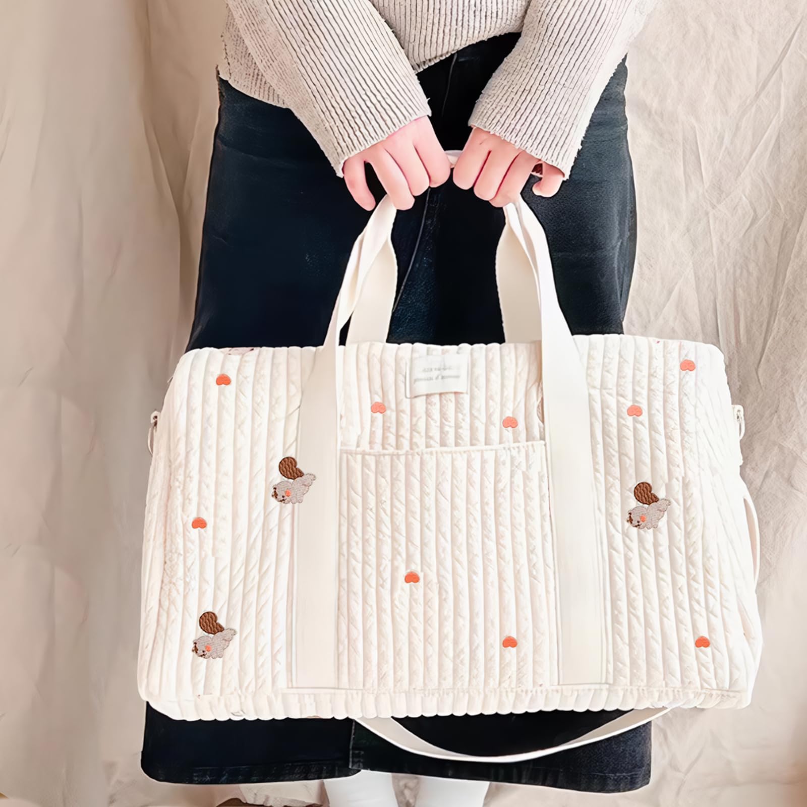 SONARIN Large Capacity Embroidery Baby Changing Tote - Image 2