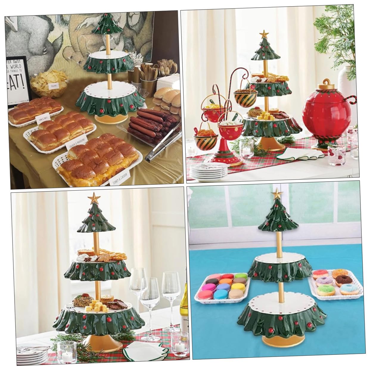 IMIKEYA Bandeja para Alimentos de Resina Resistente Diseño Navideño Forma de Árbol de Navidad Plato para Frutas y Dulces Adecuado para Fiestas y Decoración Festiva