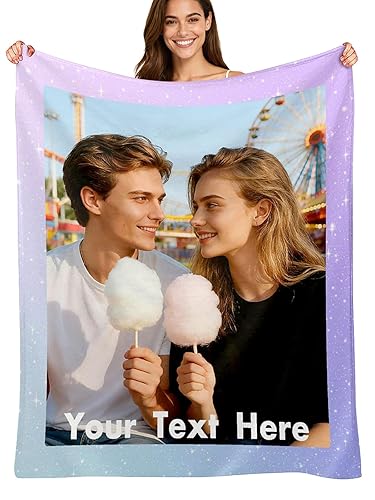 Custom4U Custom Blanket with Picture Text Personalized Photo Blanket Customized